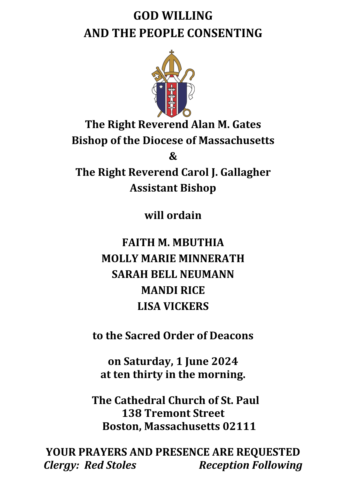 Ordination Of Deacons | Episcopal Diocese Of Massachusetts